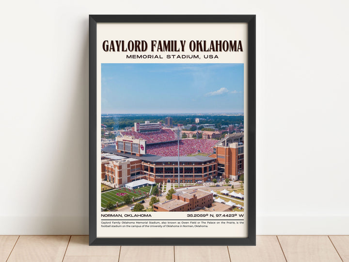 Gaylord Family Oklahoma Memorial Stadium Football Retro Wall Art