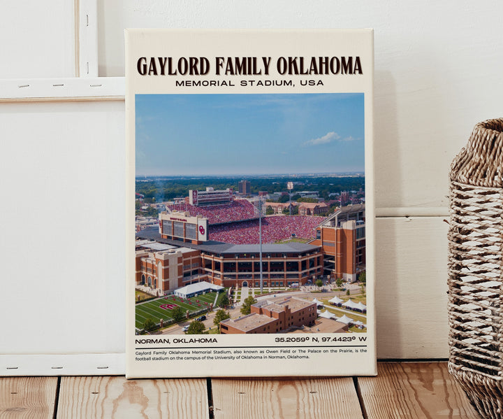 Gaylord Family Oklahoma Memorial Stadium Football Retro Wall Art