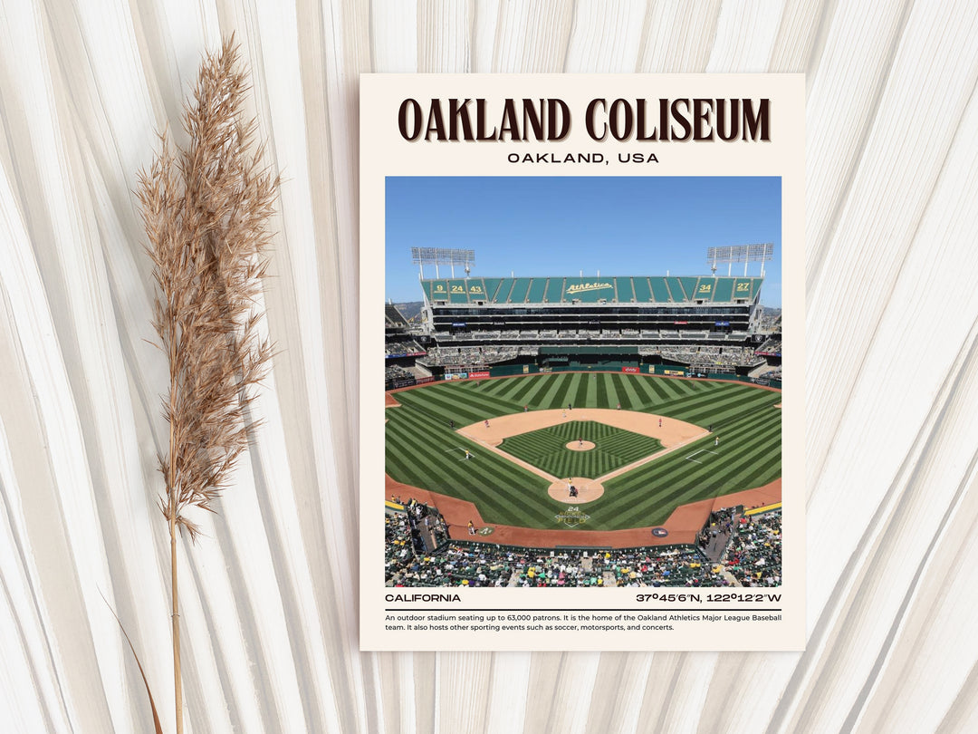 Oakland Coliseum Stadium Baseball Retro Wall Art