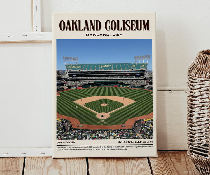 Oakland Coliseum Stadium Baseball Retro Wall Art