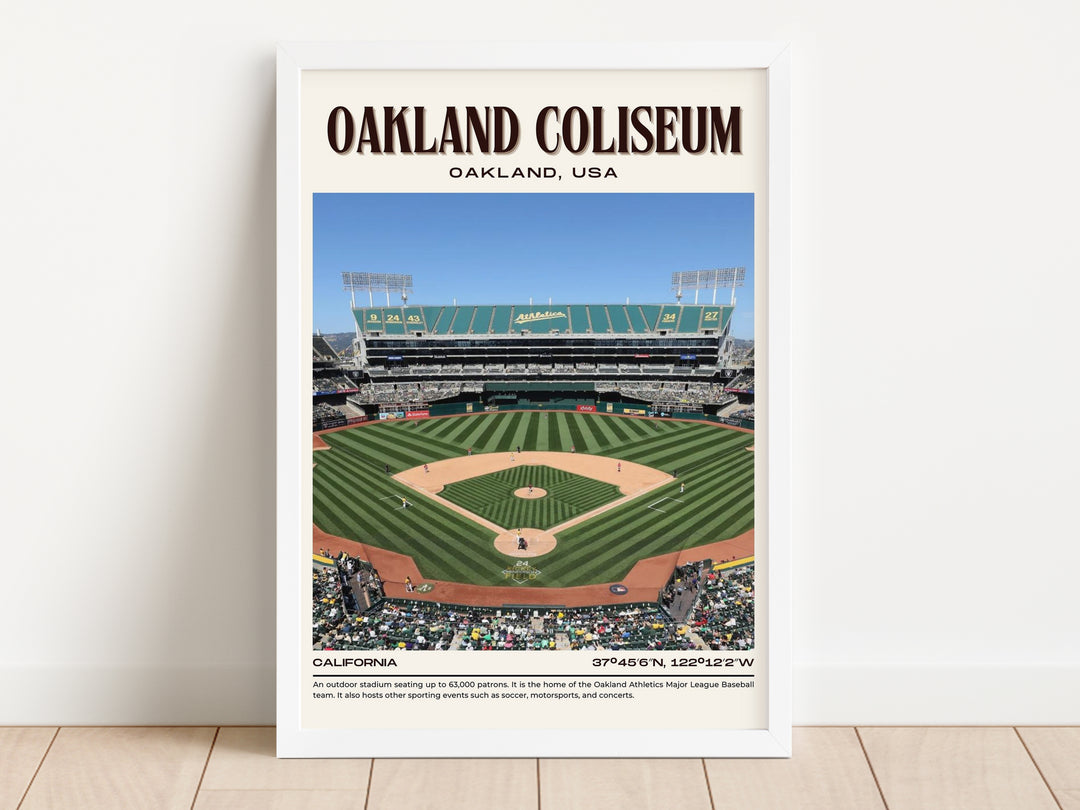 Oakland Coliseum Stadium Baseball Retro Wall Art