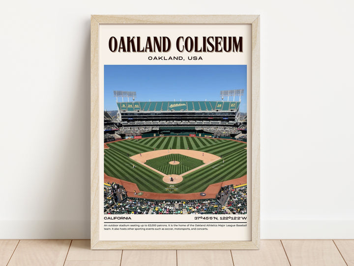 Oakland Coliseum Stadium Baseball Retro Wall Art