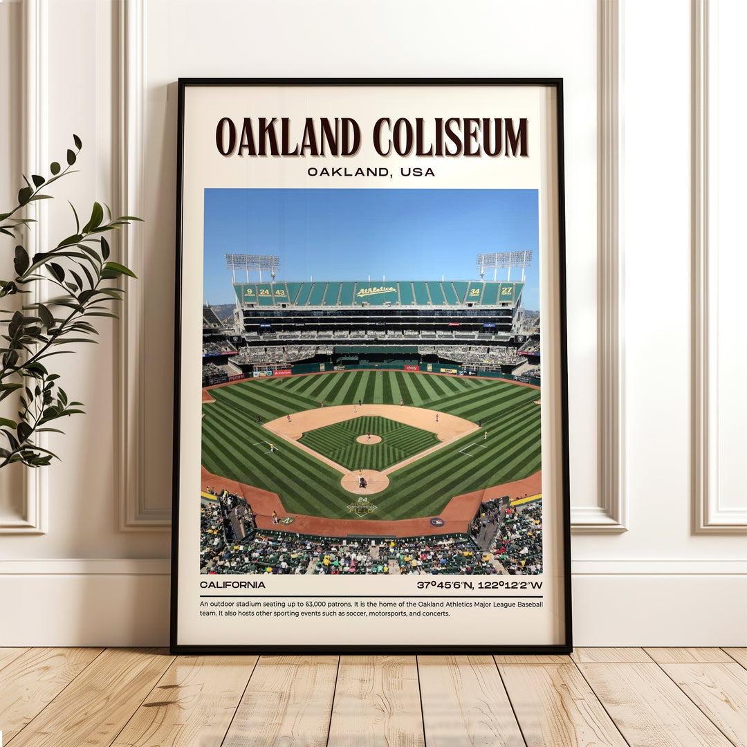 Oakland Coliseum Stadium Baseball Retro Wall Art