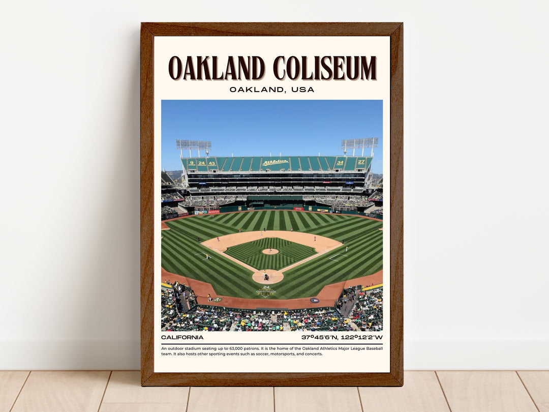 Oakland Coliseum Stadium Baseball Retro Wall Art