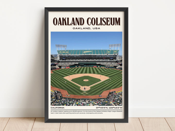 Oakland Coliseum Stadium Baseball Retro Wall Art