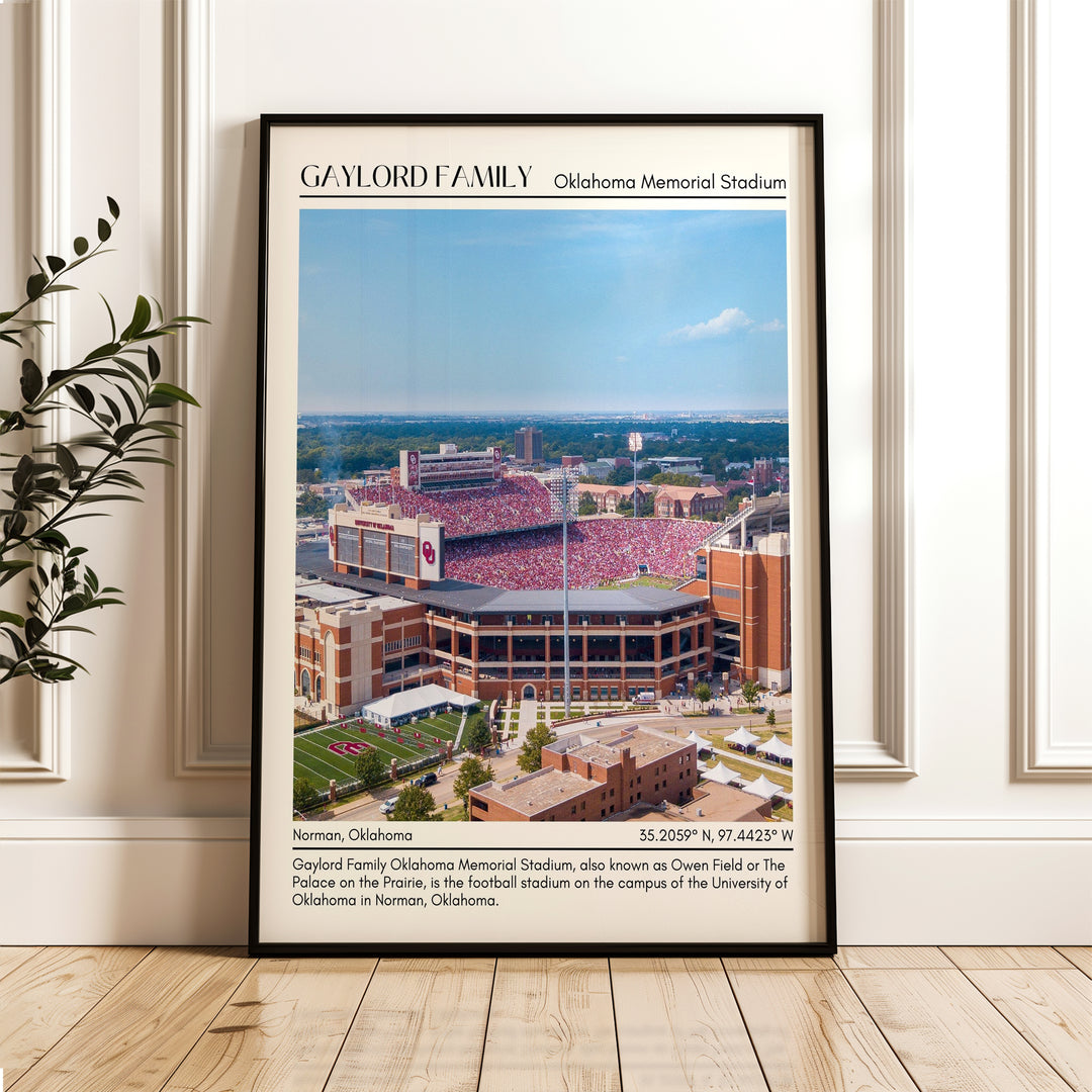 Gaylord Family Oklahoma Memorial Stadium Football Minimal Wall Art