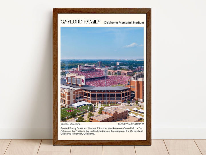 Gaylord Family Oklahoma Memorial Stadium Football Minimal Wall Art