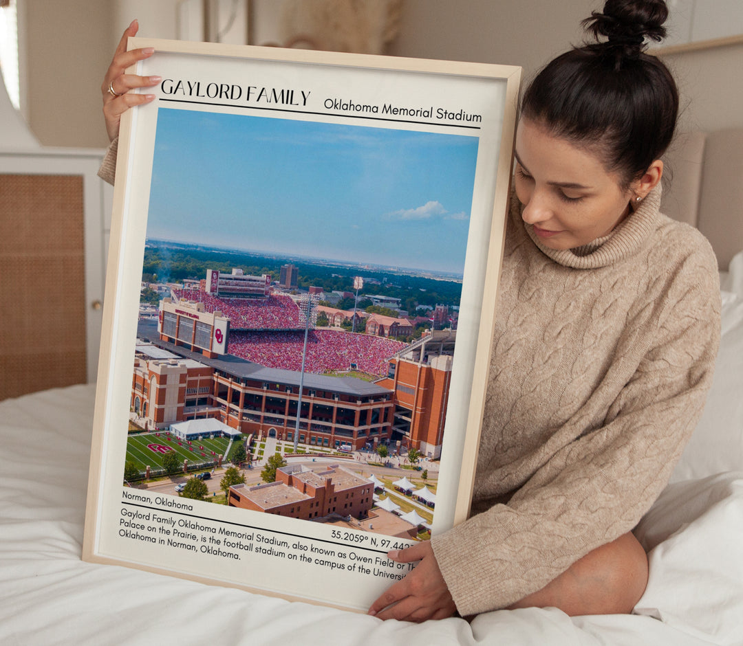 Gaylord Family Oklahoma Memorial Stadium Football Minimal Wall Art