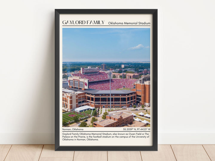 Gaylord Family Oklahoma Memorial Stadium Football Minimal Wall Art