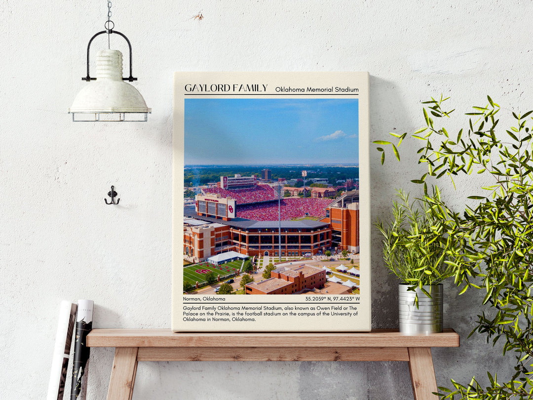 Gaylord Family Oklahoma Memorial Stadium Football Minimal Wall Art