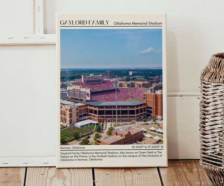 Gaylord Family Oklahoma Memorial Stadium Football Minimal Wall Art