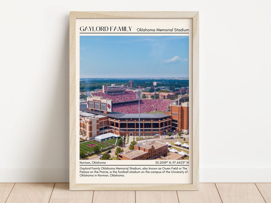 Gaylord Family Oklahoma Memorial Stadium Football Minimal Wall Art