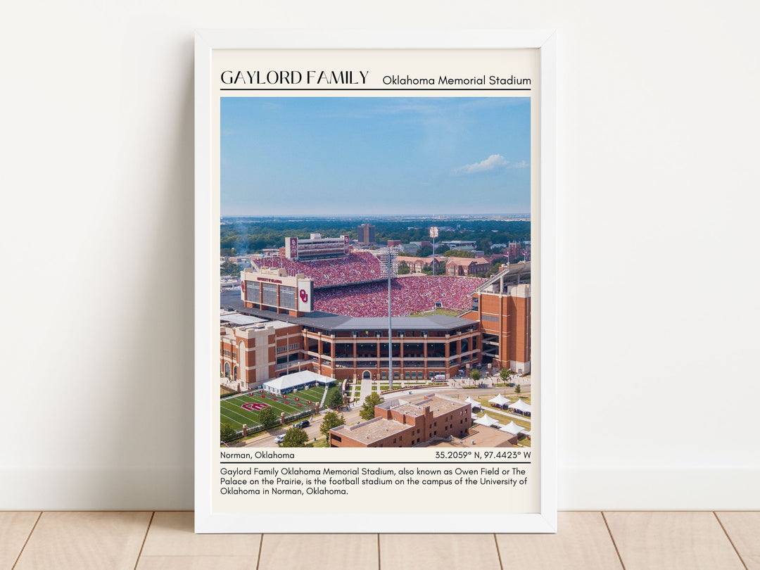 Gaylord Family Oklahoma Memorial Stadium Football Minimal Wall Art