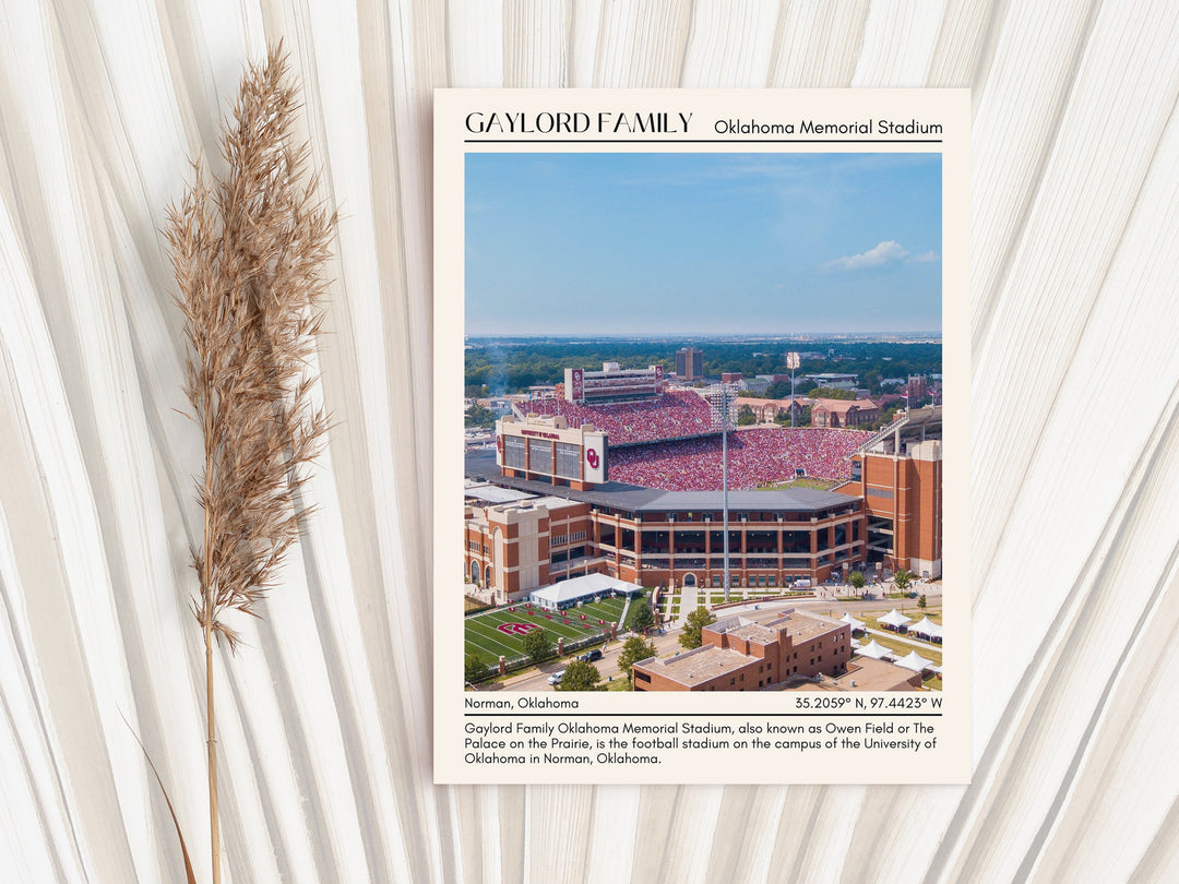 Gaylord Family Oklahoma Memorial Stadium Football Minimal Wall Art