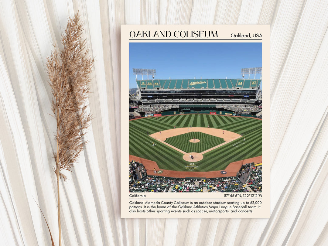 Oakland Coliseum Stadium Baseball Minimal Wall Art