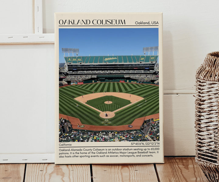 Oakland Coliseum Stadium Baseball Minimal Wall Art