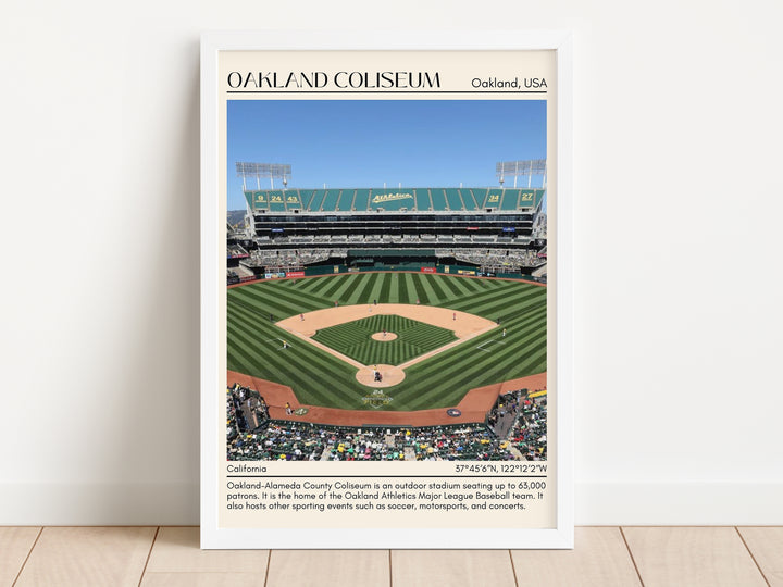 Oakland Coliseum Stadium Baseball Minimal Wall Art