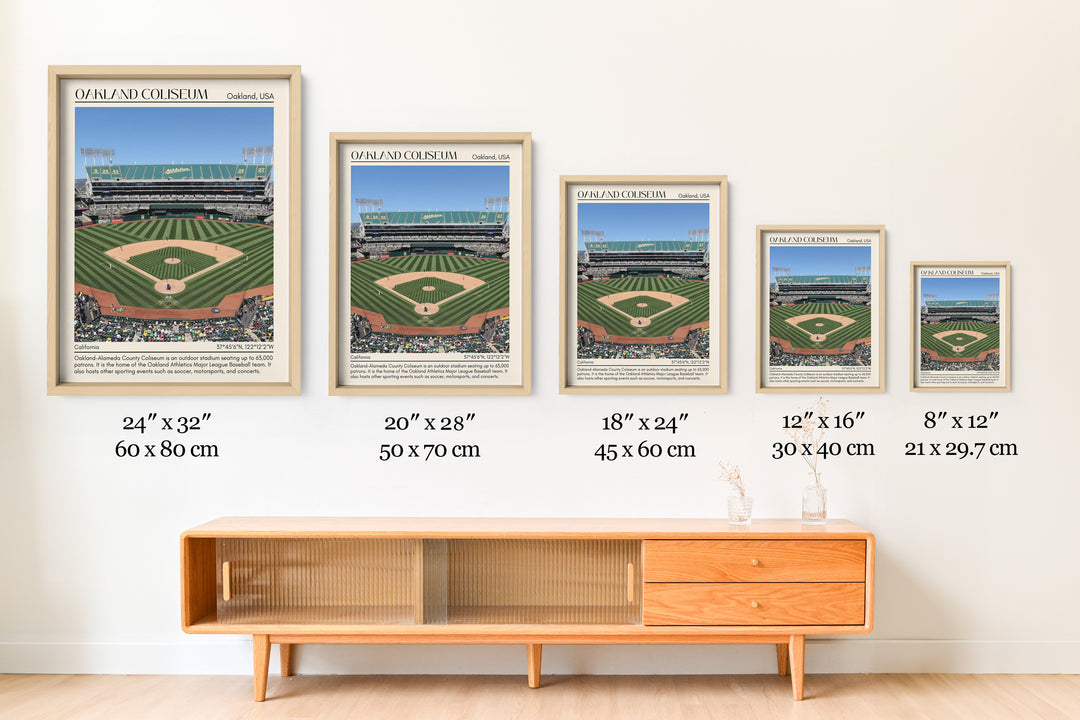 Oakland Coliseum Stadium Baseball Minimal Wall Art