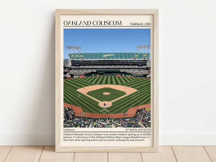 Oakland Coliseum Stadium Baseball Minimal Wall Art