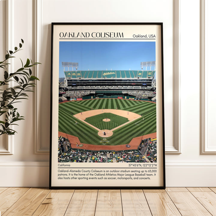 Oakland Coliseum Stadium Baseball Minimal Wall Art