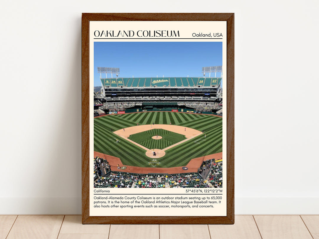 Oakland Coliseum Stadium Baseball Minimal Wall Art