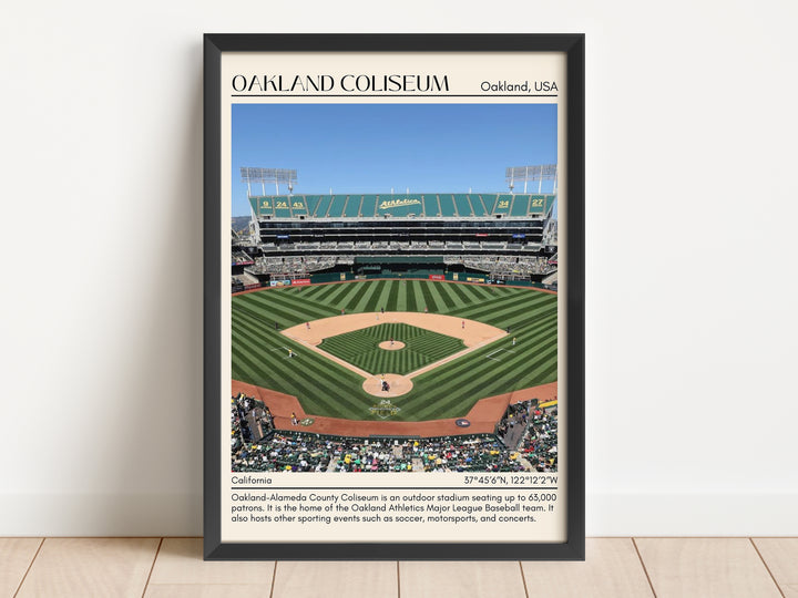 Oakland Coliseum Stadium Baseball Minimal Wall Art