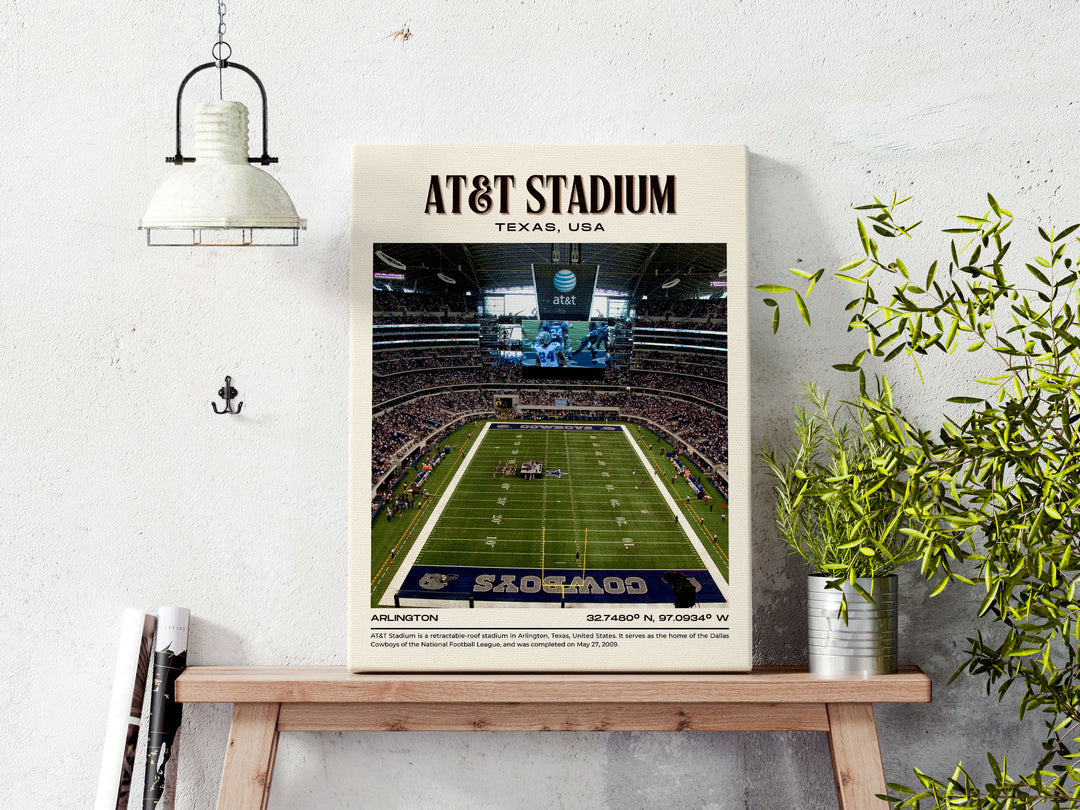 AT&T Stadium Football Retro Wall Art