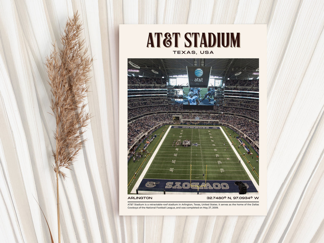 AT&T Stadium Football Retro Wall Art