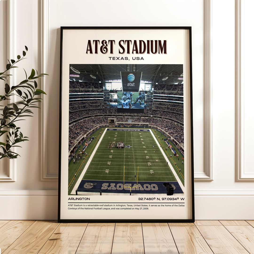 AT&T Stadium Football Retro Wall Art