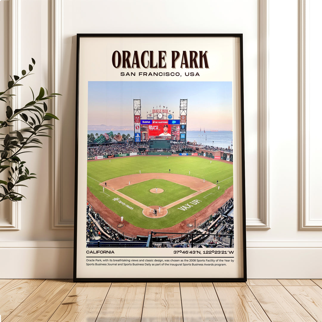 Oracle Park Stadium Baseball Retro Wall Art