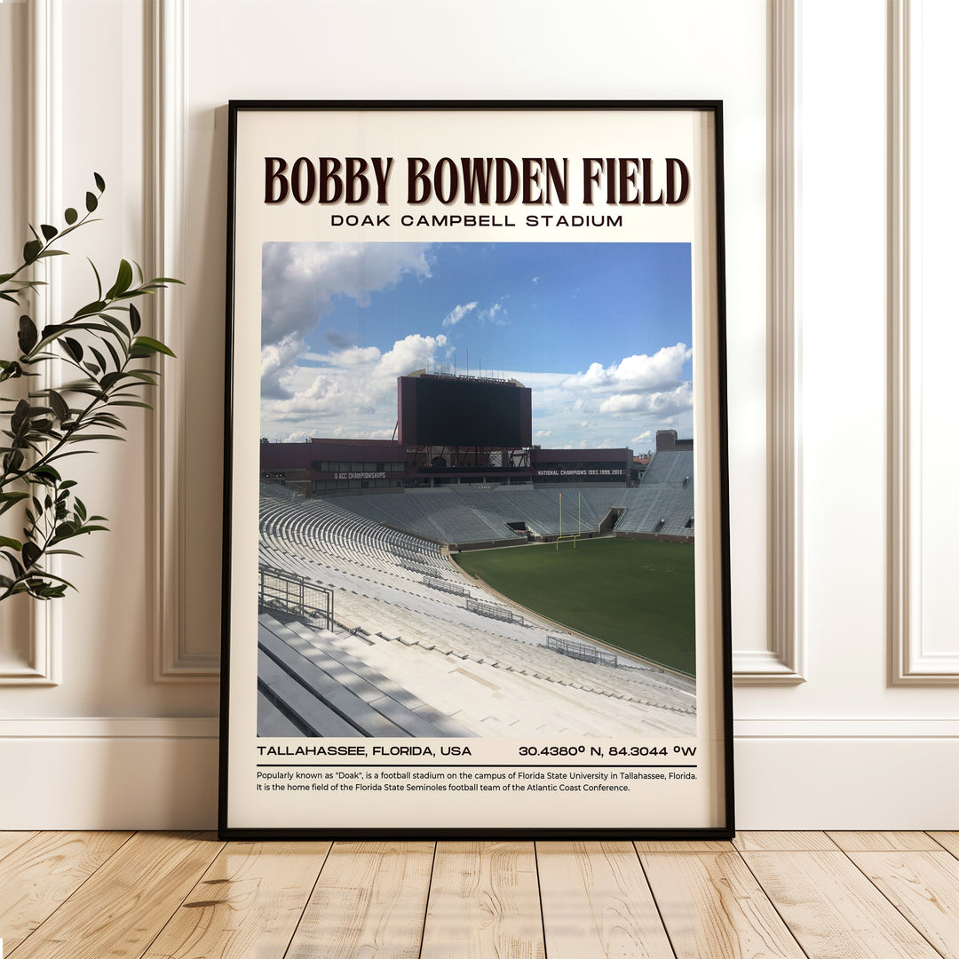 Doak Campbell Stadium Football Retro Wall Art