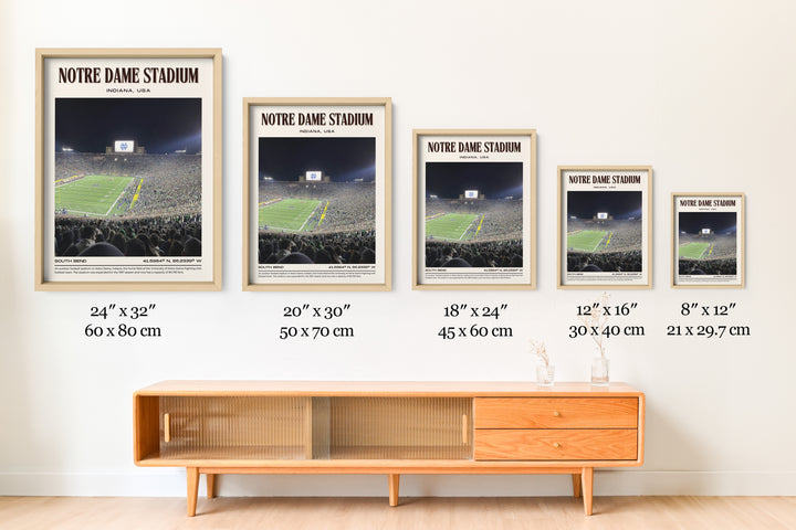 Notre Dame Stadium Retro Football Wall Art