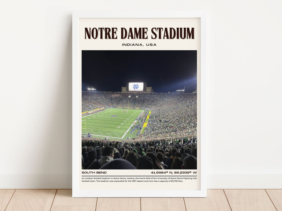 Notre Dame Stadium Retro Football Wall Art