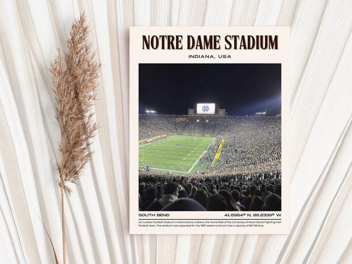 Notre Dame Stadium Retro Football Wall Art