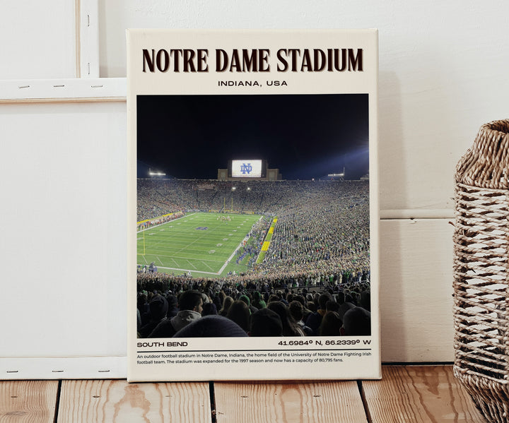 Notre Dame Stadium Retro Football Wall Art