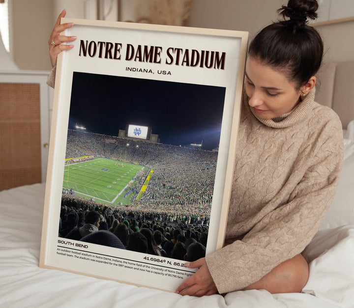 Notre Dame Stadium Retro Football Wall Art