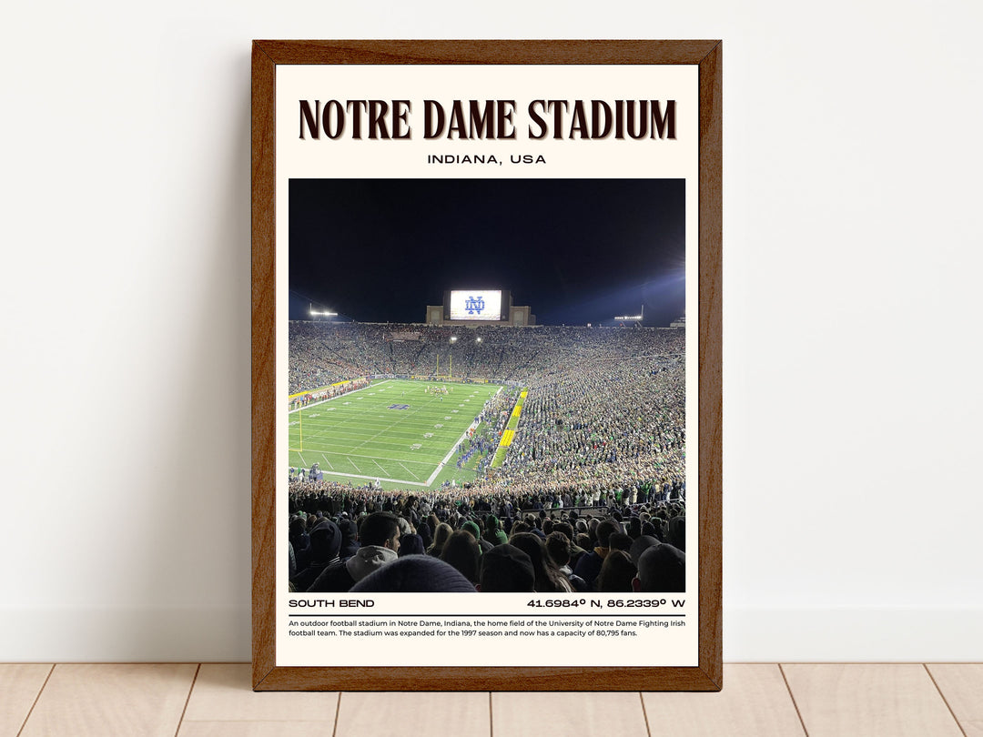 Notre Dame Stadium Retro Football Wall Art