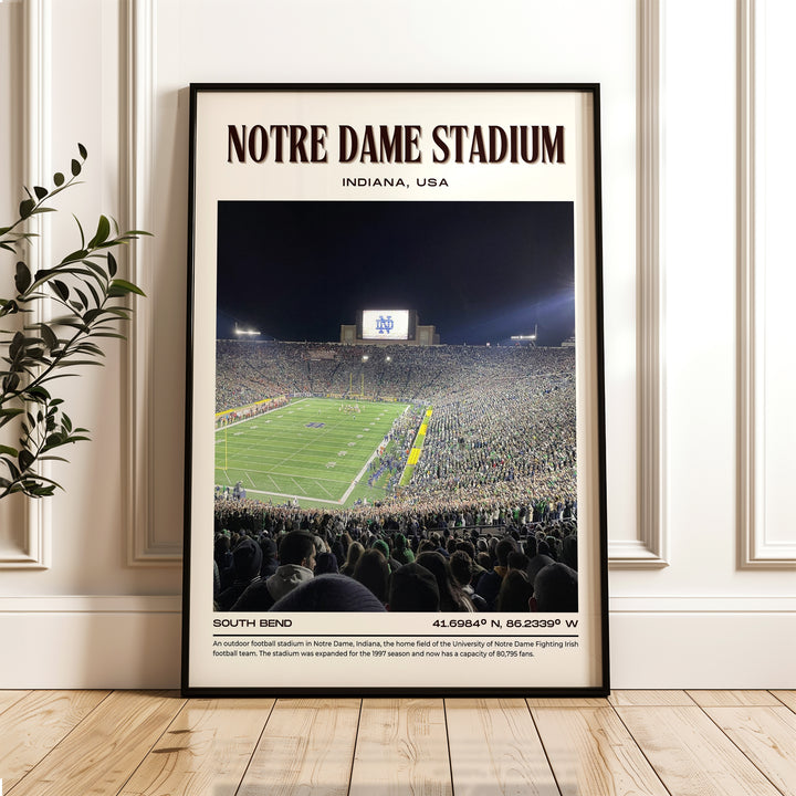 Notre Dame Stadium Retro Football Wall Art