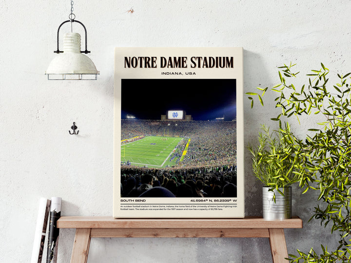 Notre Dame Stadium Retro Football Wall Art