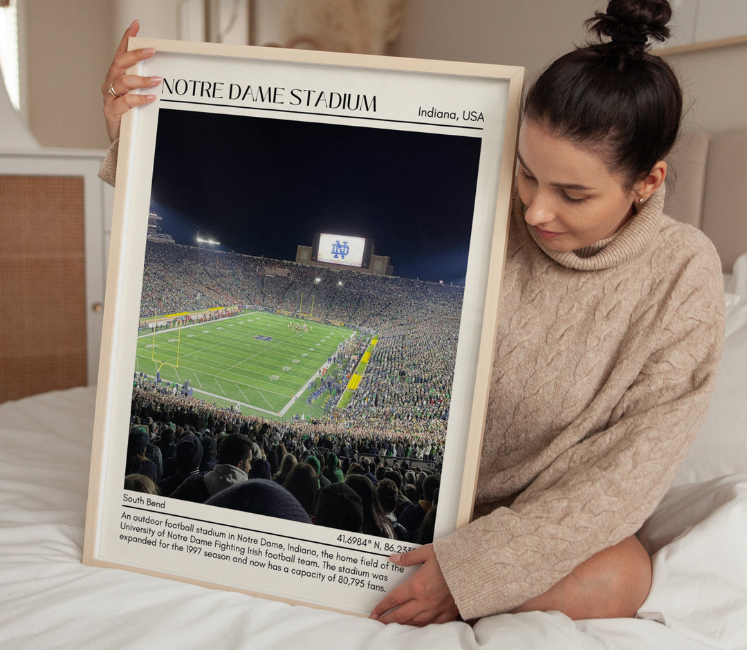 Notre Dame Stadium Minimal Football Wall Art