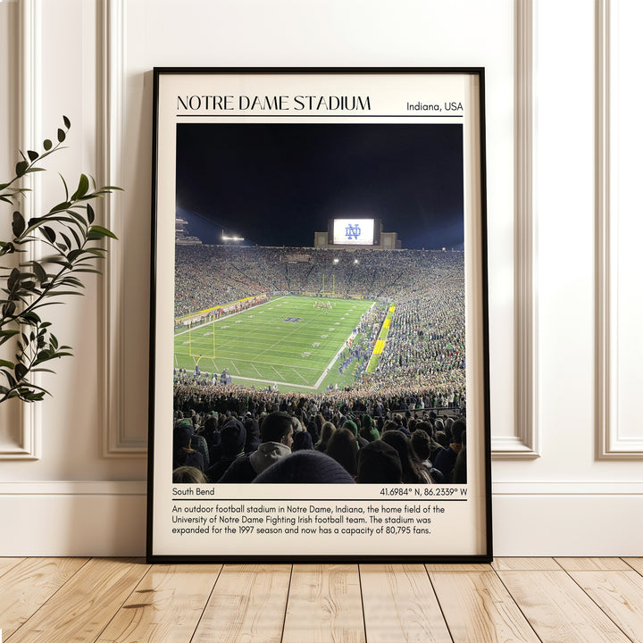 Notre Dame Stadium Minimal Football Wall Art