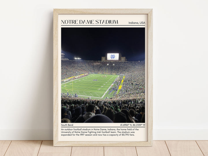 Notre Dame Stadium Minimal Football Wall Art