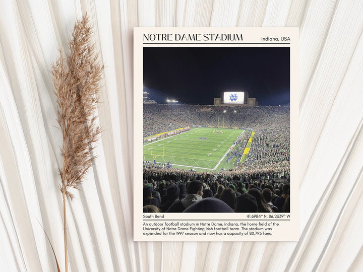 Notre Dame Stadium Minimal Football Wall Art