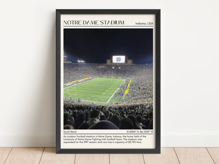 Notre Dame Stadium Minimal Football Wall Art