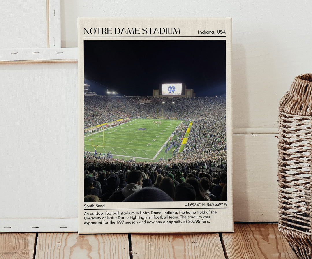 Notre Dame Stadium Minimal Football Wall Art