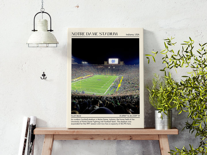 Notre Dame Stadium Minimal Football Wall Art