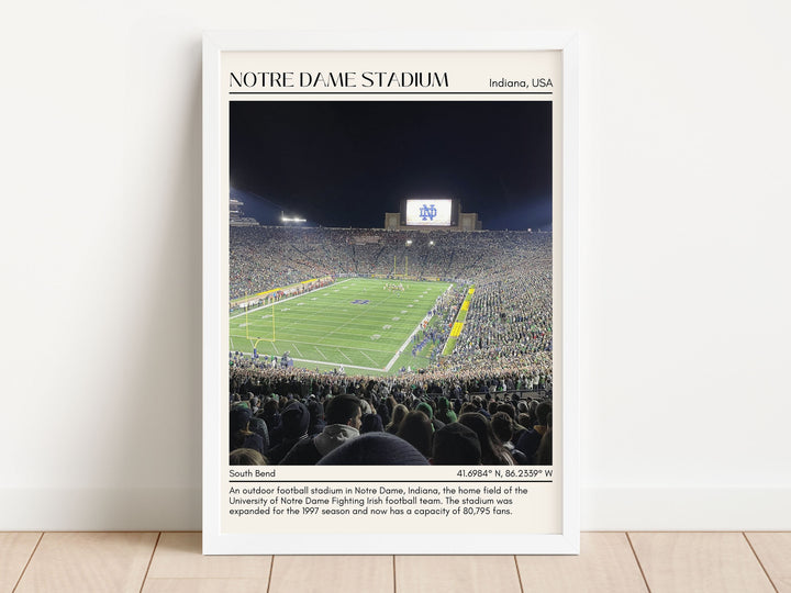 Notre Dame Stadium Minimal Football Wall Art