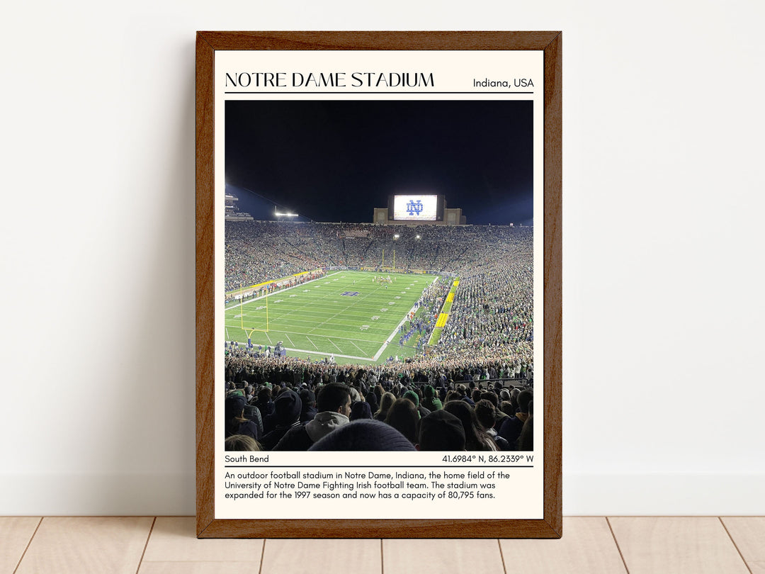 Notre Dame Stadium Minimal Football Wall Art