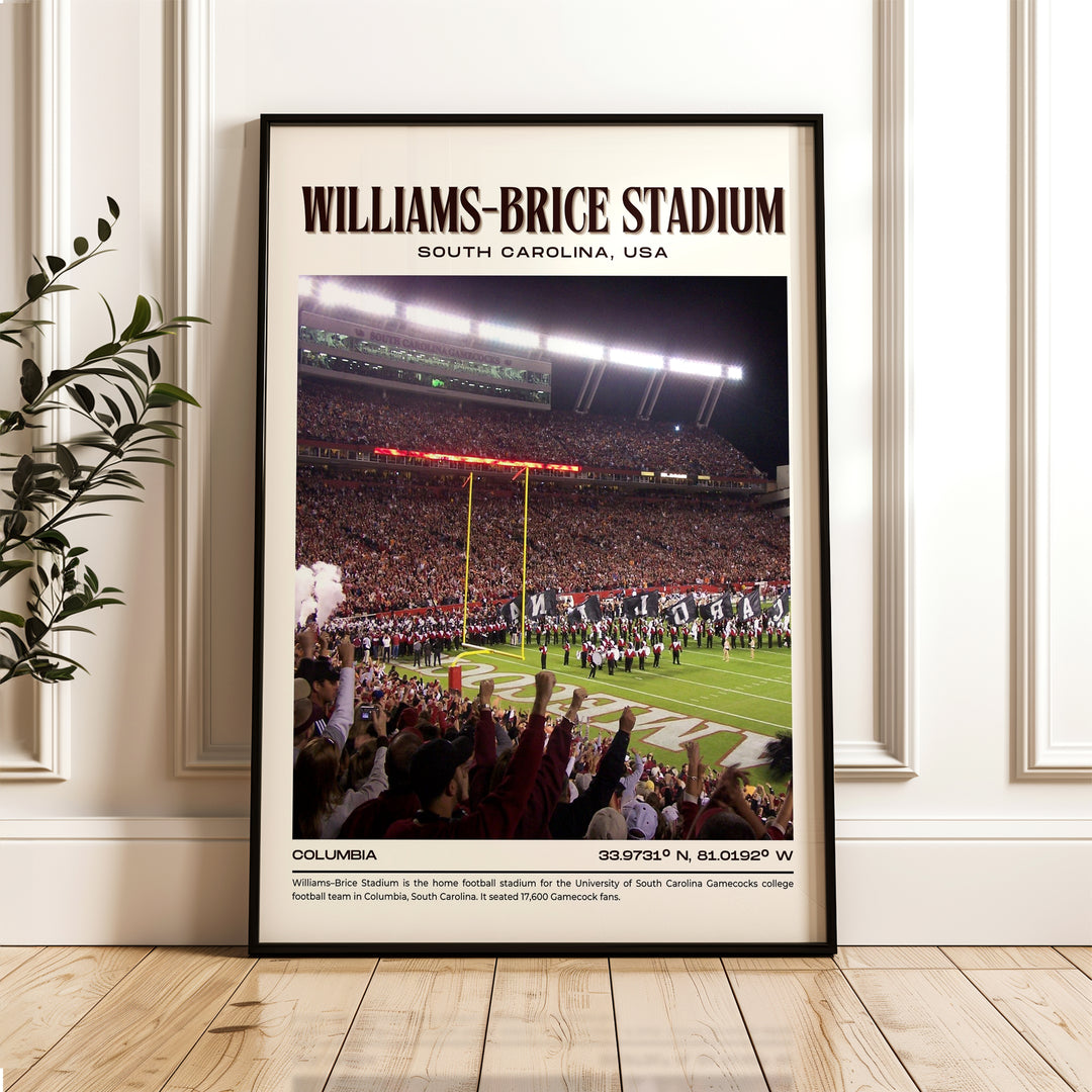 Williams-Brice Stadium Football Retro Wall Art