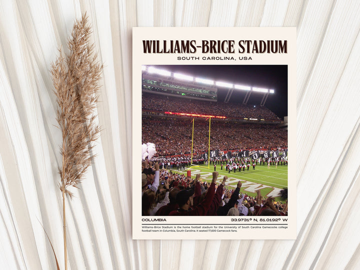 Williams-Brice Stadium Football Retro Wall Art